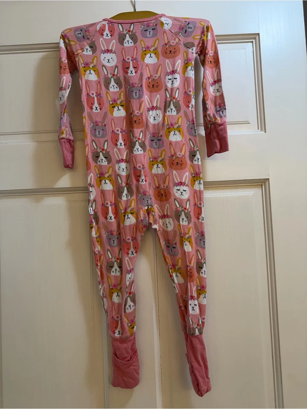 Little Sleepies Pink Bunny Print Footed One-Piece